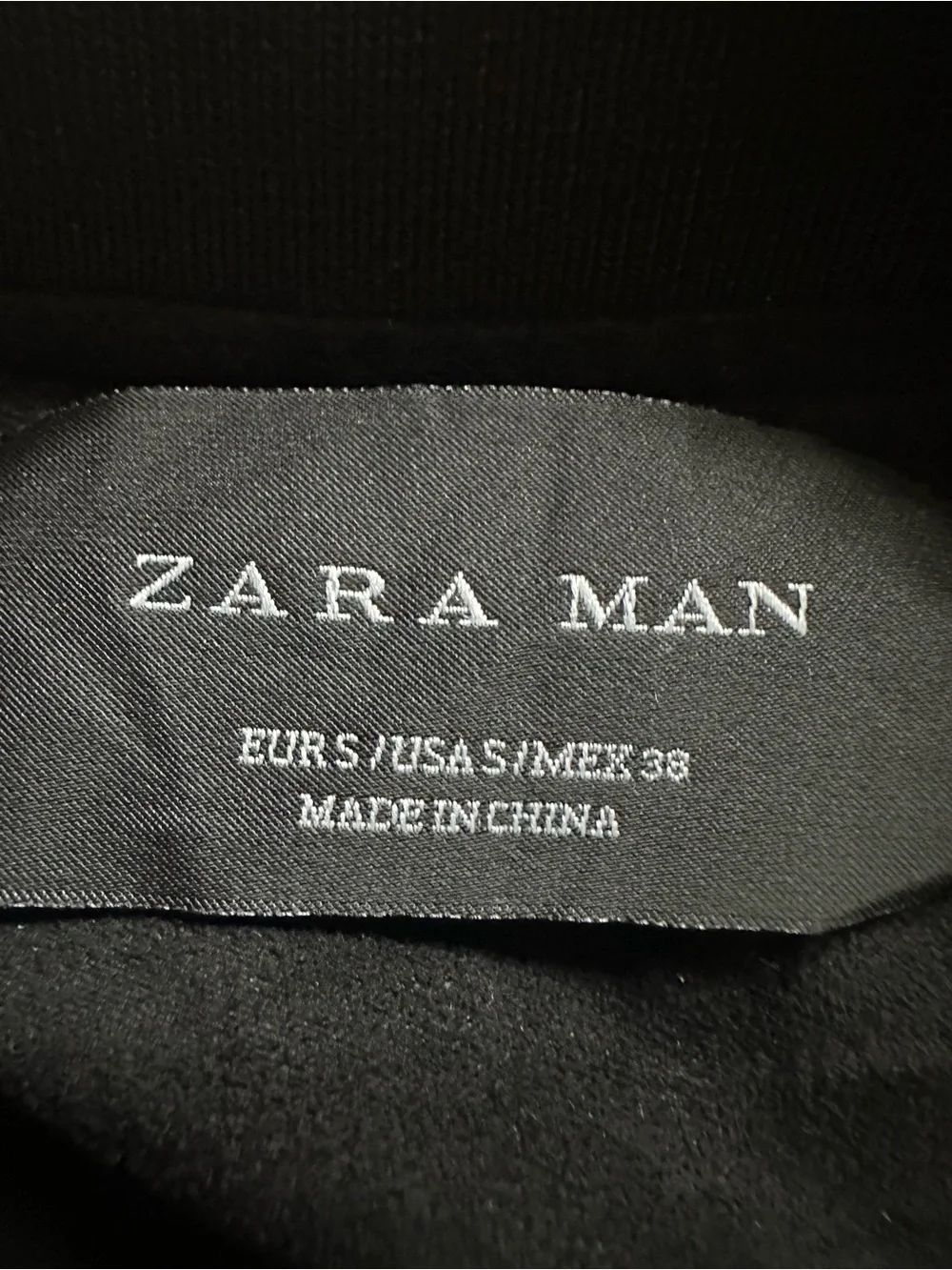 Zara Man Black Suede Zip Up Bomber Flight Jacket Size S